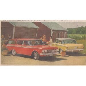 1962 Model Rambler Classic 400 Wagon Sedan Compact Car 1961 Vintage Print Ad